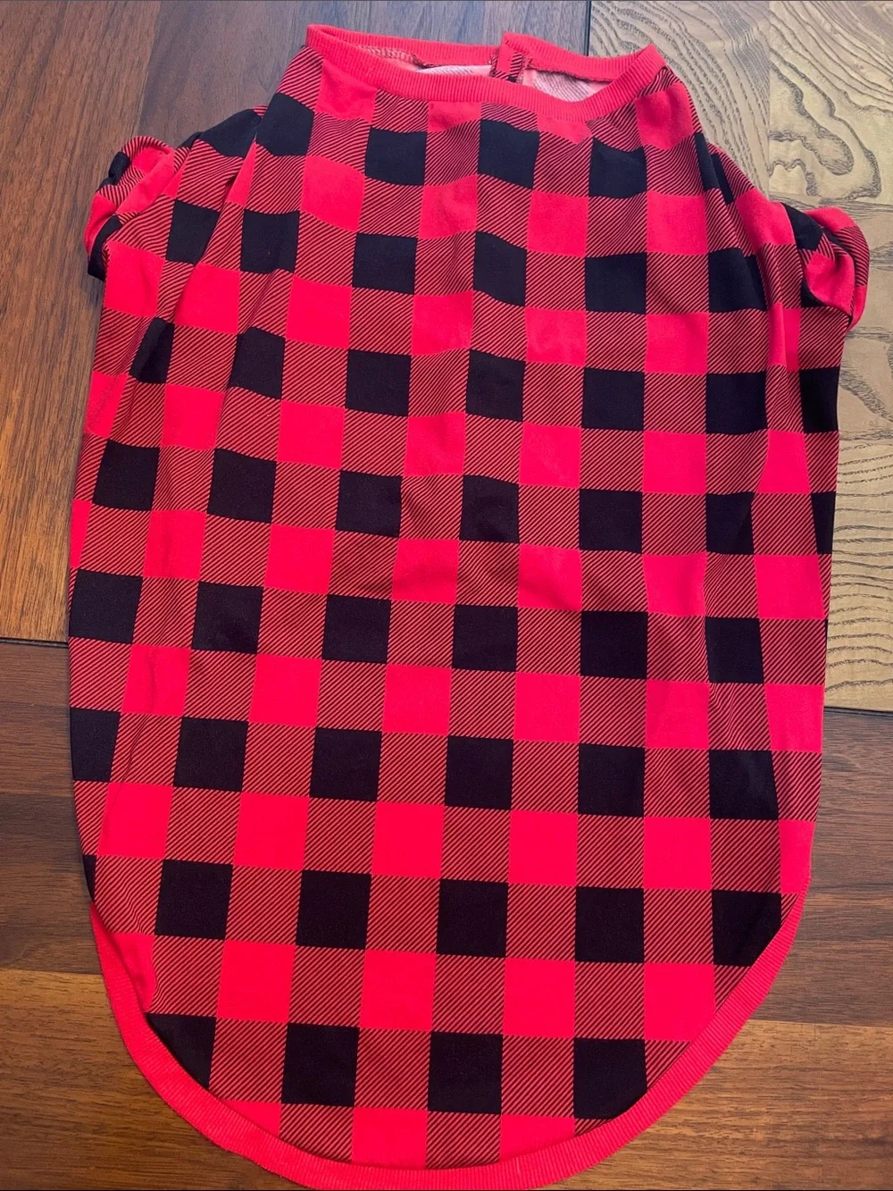 Red & Black Buffalo Plaid Dog Tee - Cozy Velcro closure C33